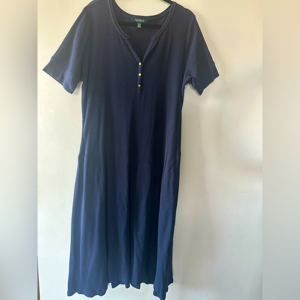 Lauren/Ralph Lauren Navy Midi Length Wide Circle Tail Dress  Size: 1X/TG